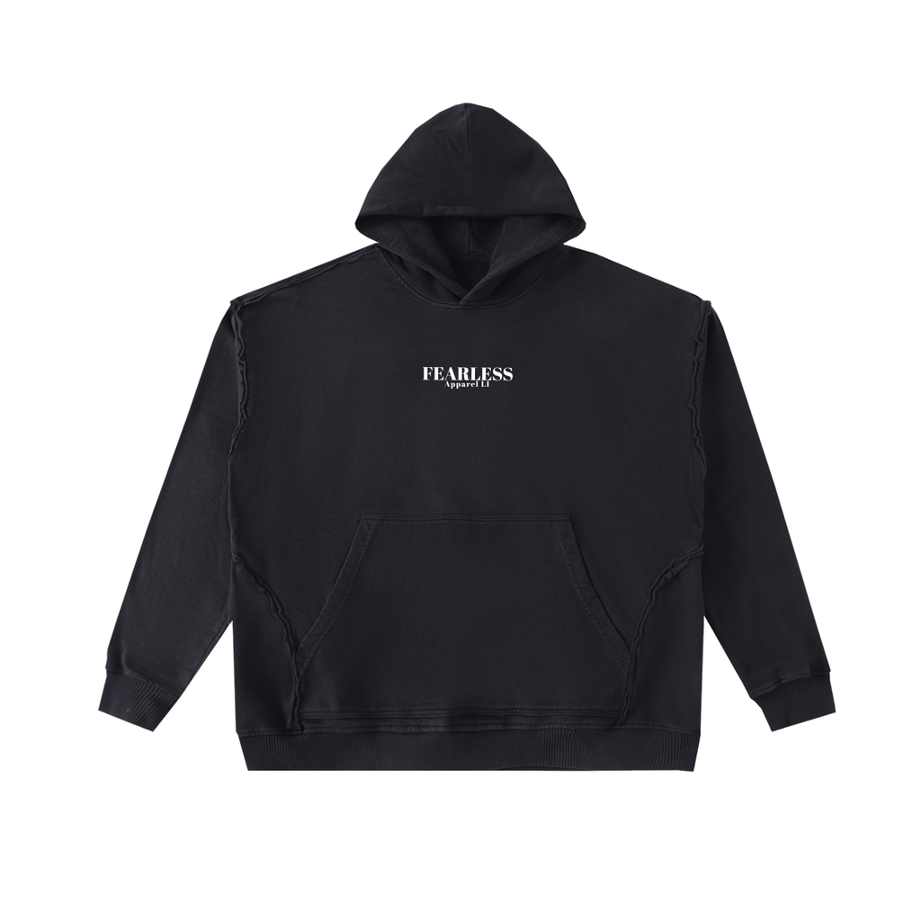 fearless apparel hoodie,raw seam hoodie,enzyme washed hoodie,heavyweight hoodie,oversized hoodie,100% cotton hoodie,vintage streetwear hoodie,fearless streetwear,men’s hoodies,urban fashion