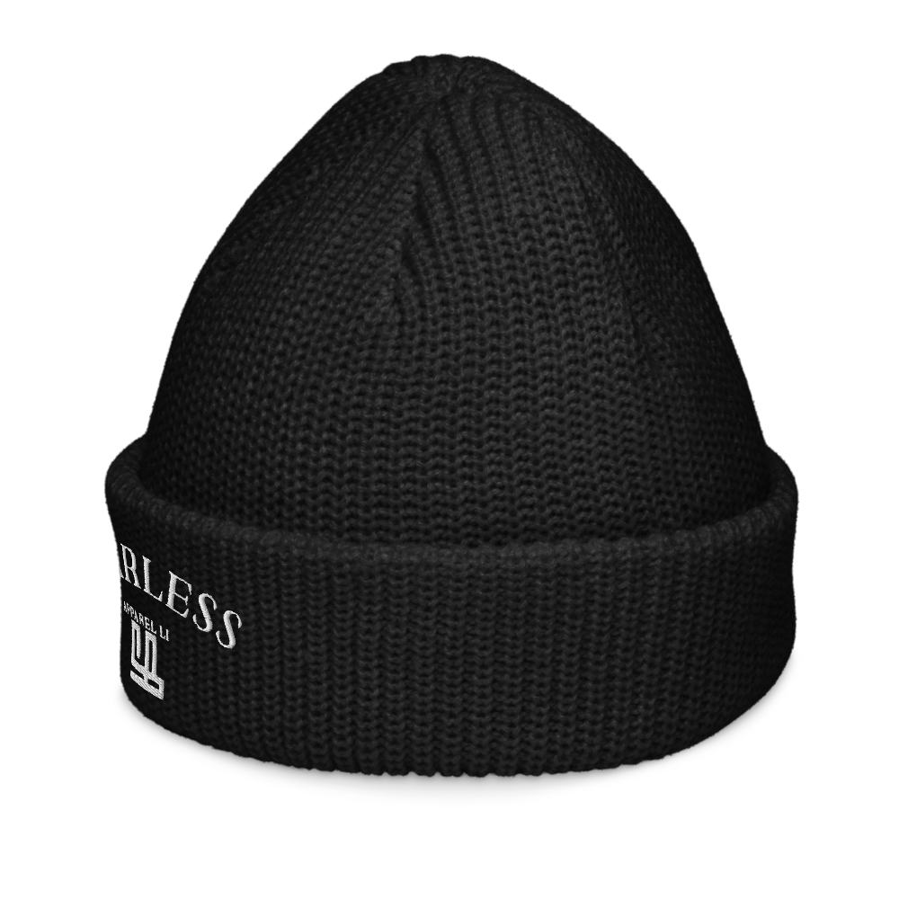 FearLessLi knitted beanie hat, black, stylish winter accessory.