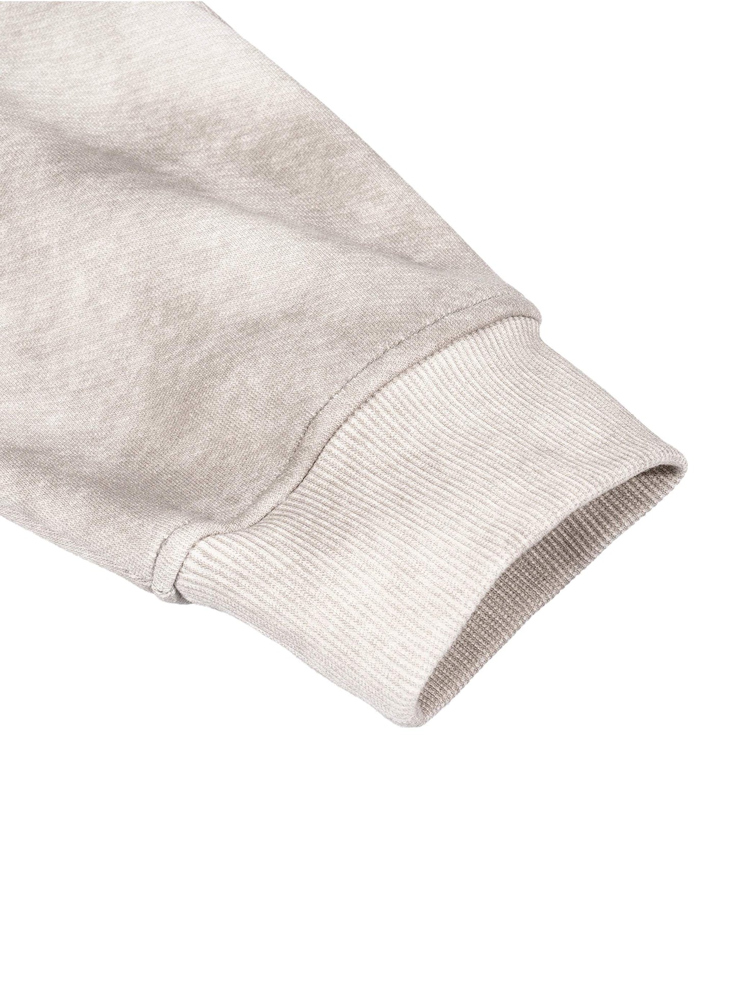 Grey dirty washed boxy zip-up fleece hoodie sleeve close-up.