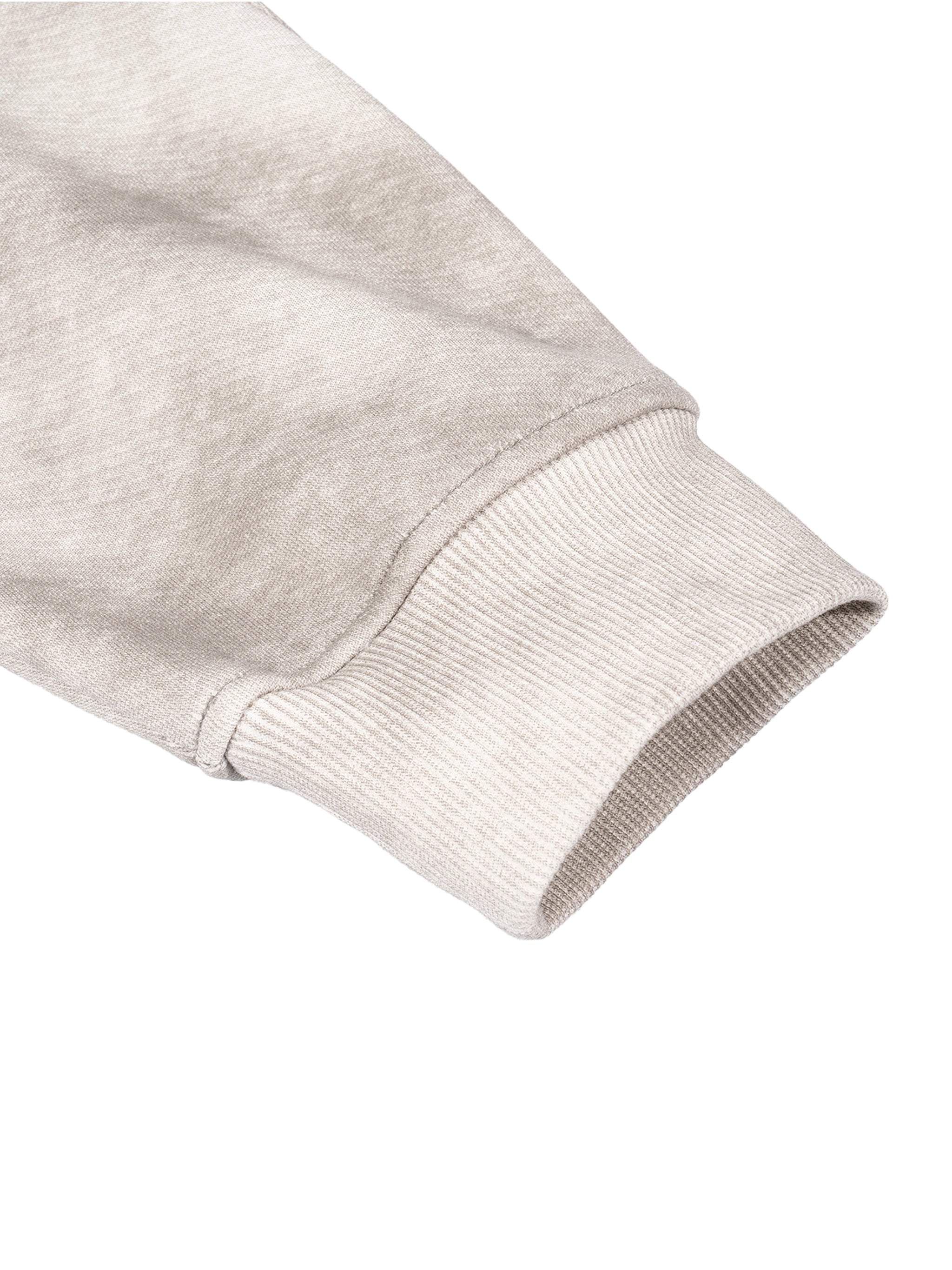 Grey dirty washed boxy zip-up fleece hoodie sleeve close-up.