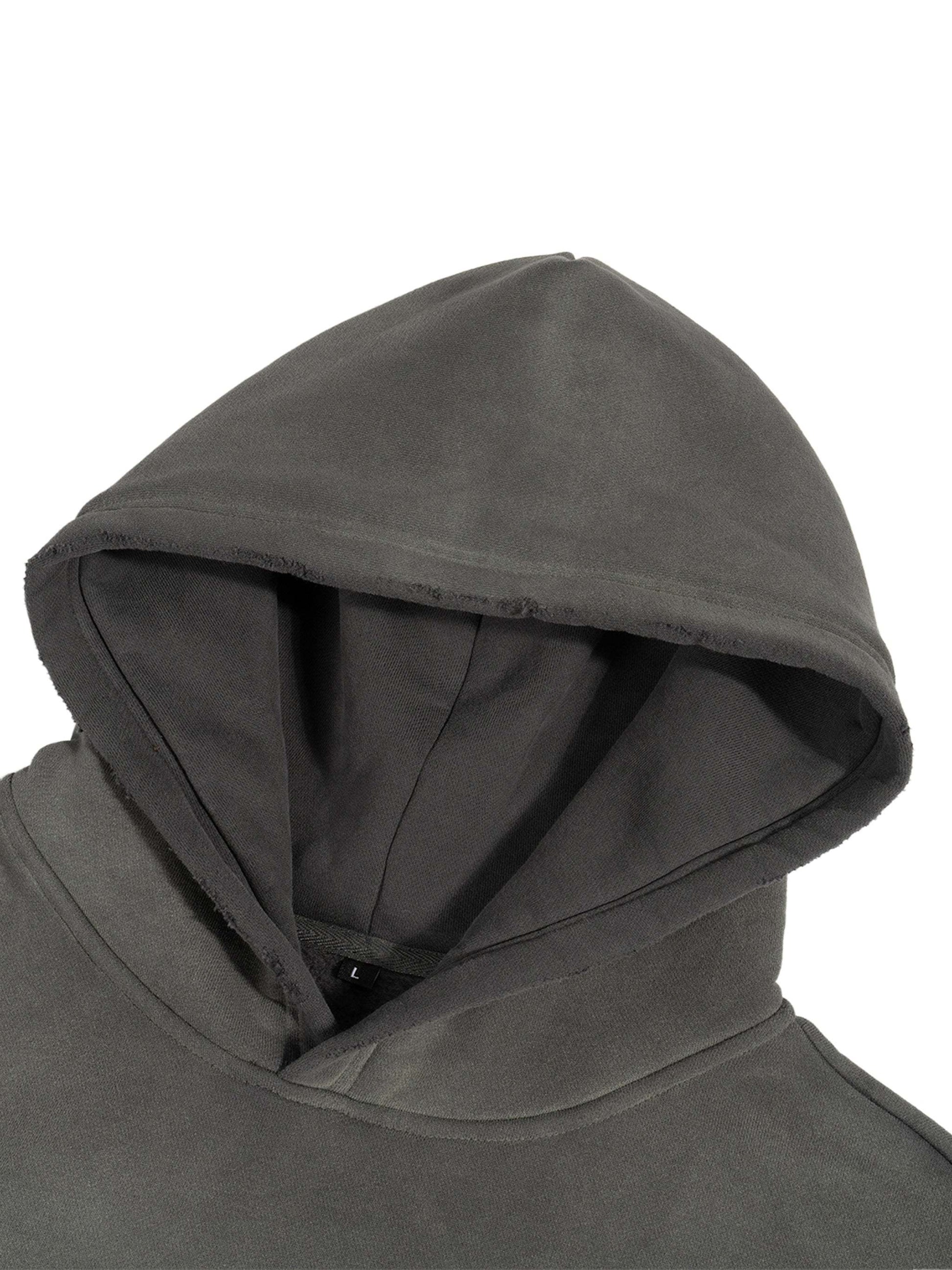 Fearless Apparel Line Frayed Sun fade Boxy Hoodie Unisex Comfort Style