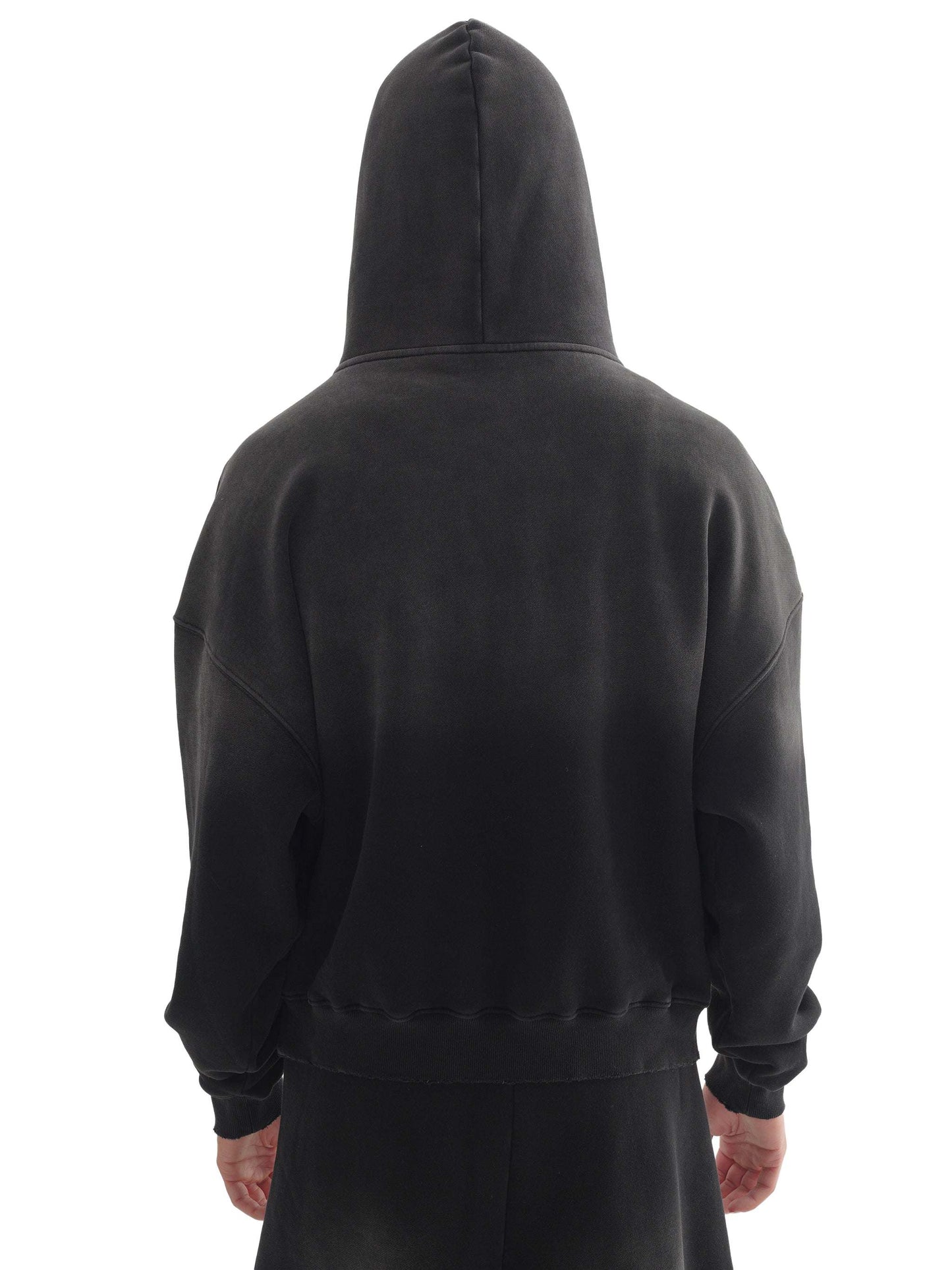 Fearless Apparel Line Frayed Sun fade Boxy Hoodie Unisex Comfort Style