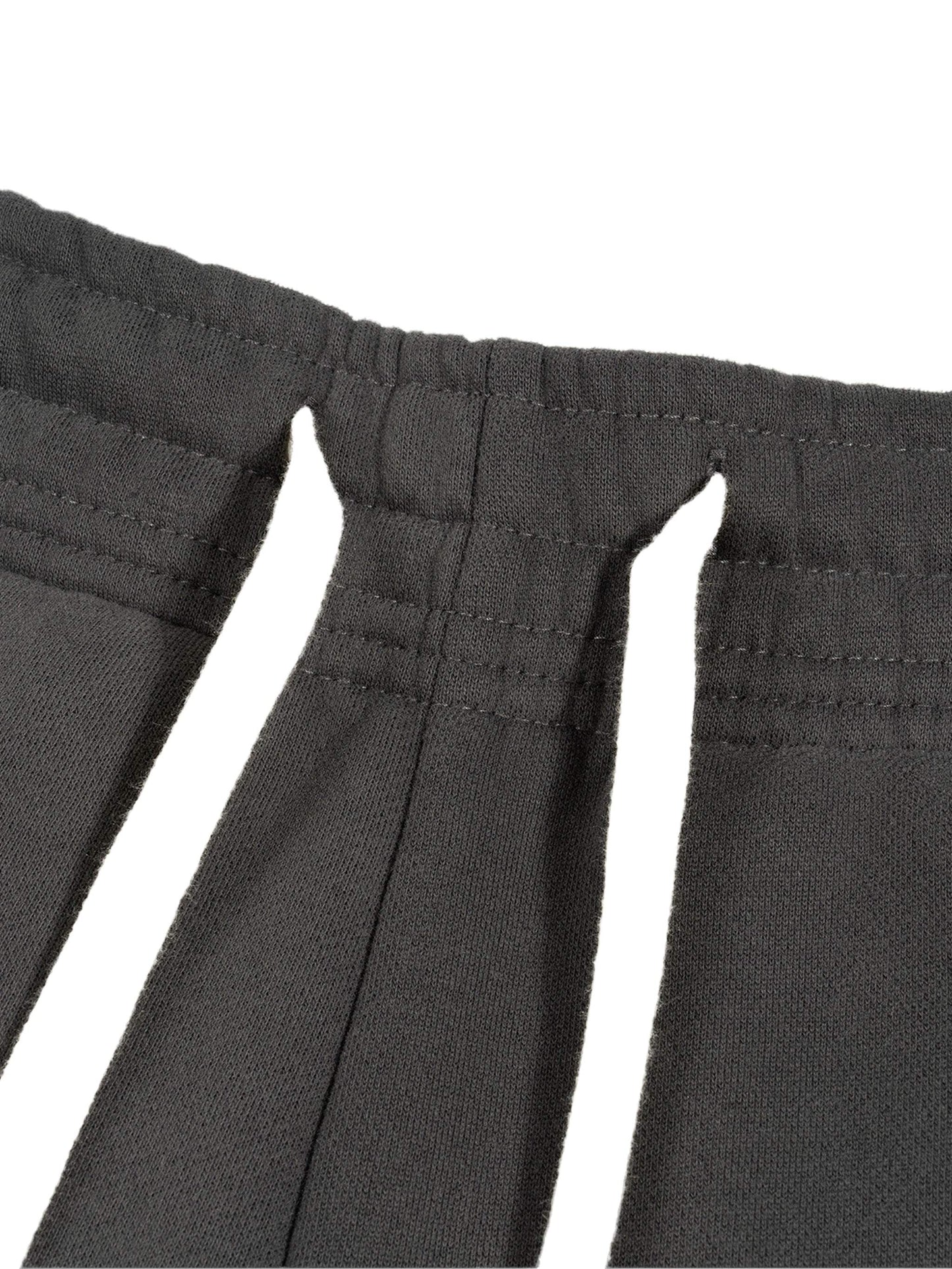 Sunfade Curved Blade Sweatpants in black showing waistband detail with stitching.