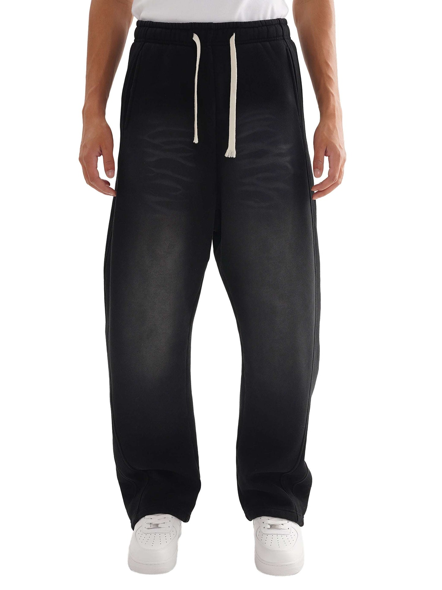 Sunfade Curved Blade Sweatpants in black, regular fit, gender-neutral design.