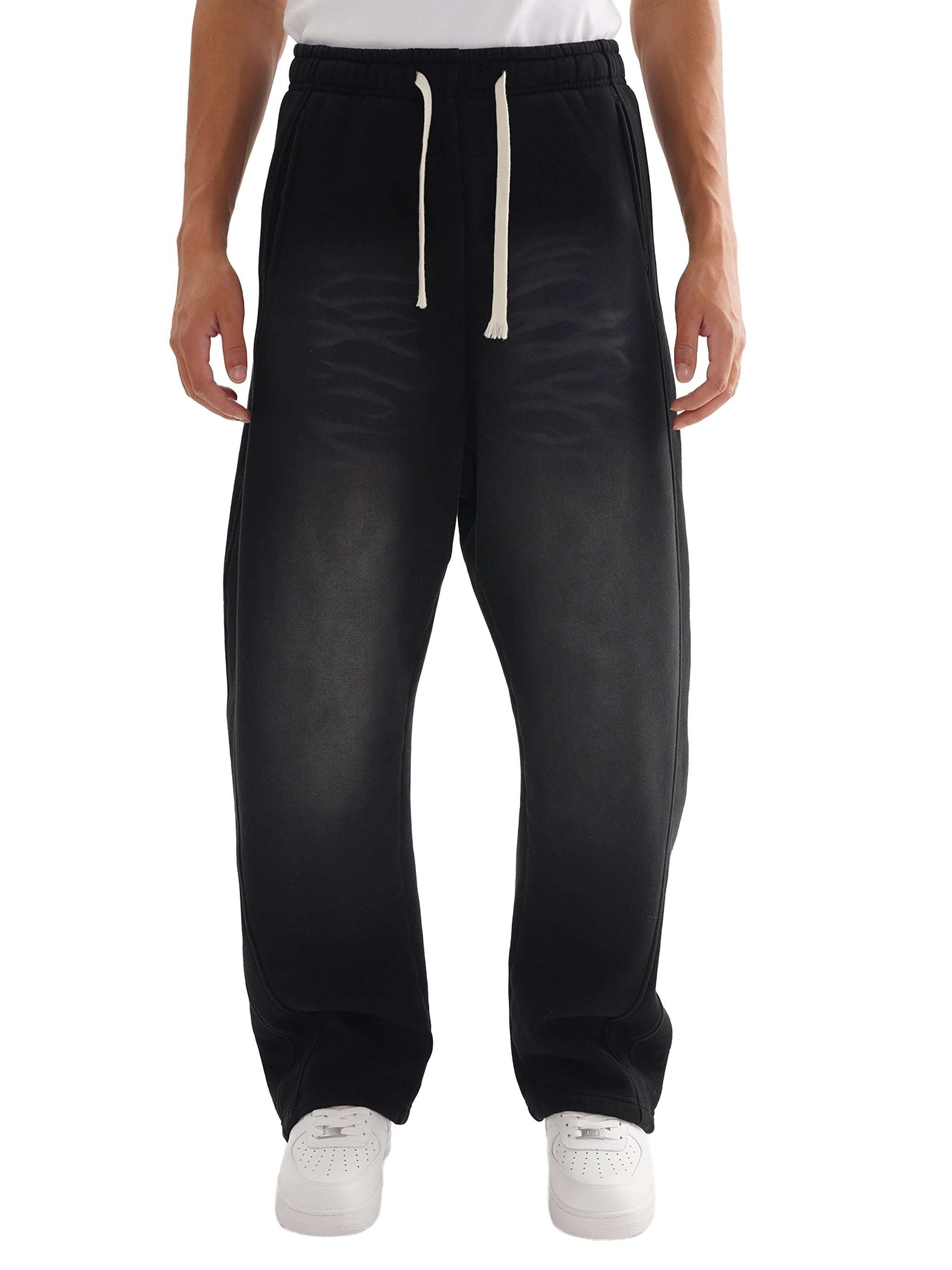 Sunfade Curved Blade Sweatpants in black, regular fit, gender-neutral design.