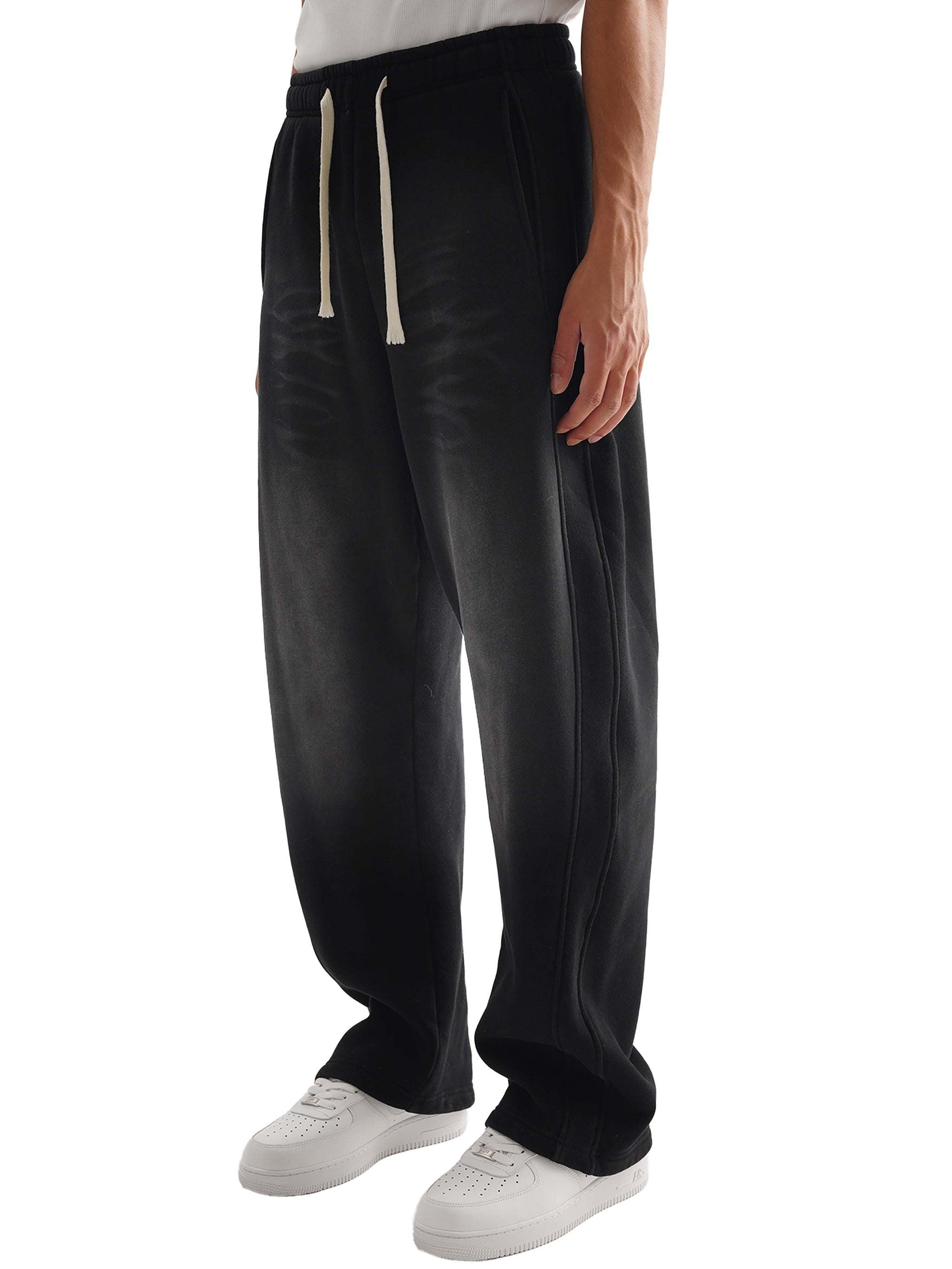 Black Sunfade Curved Blade Sweatpants with drawstring waist and regular fit.