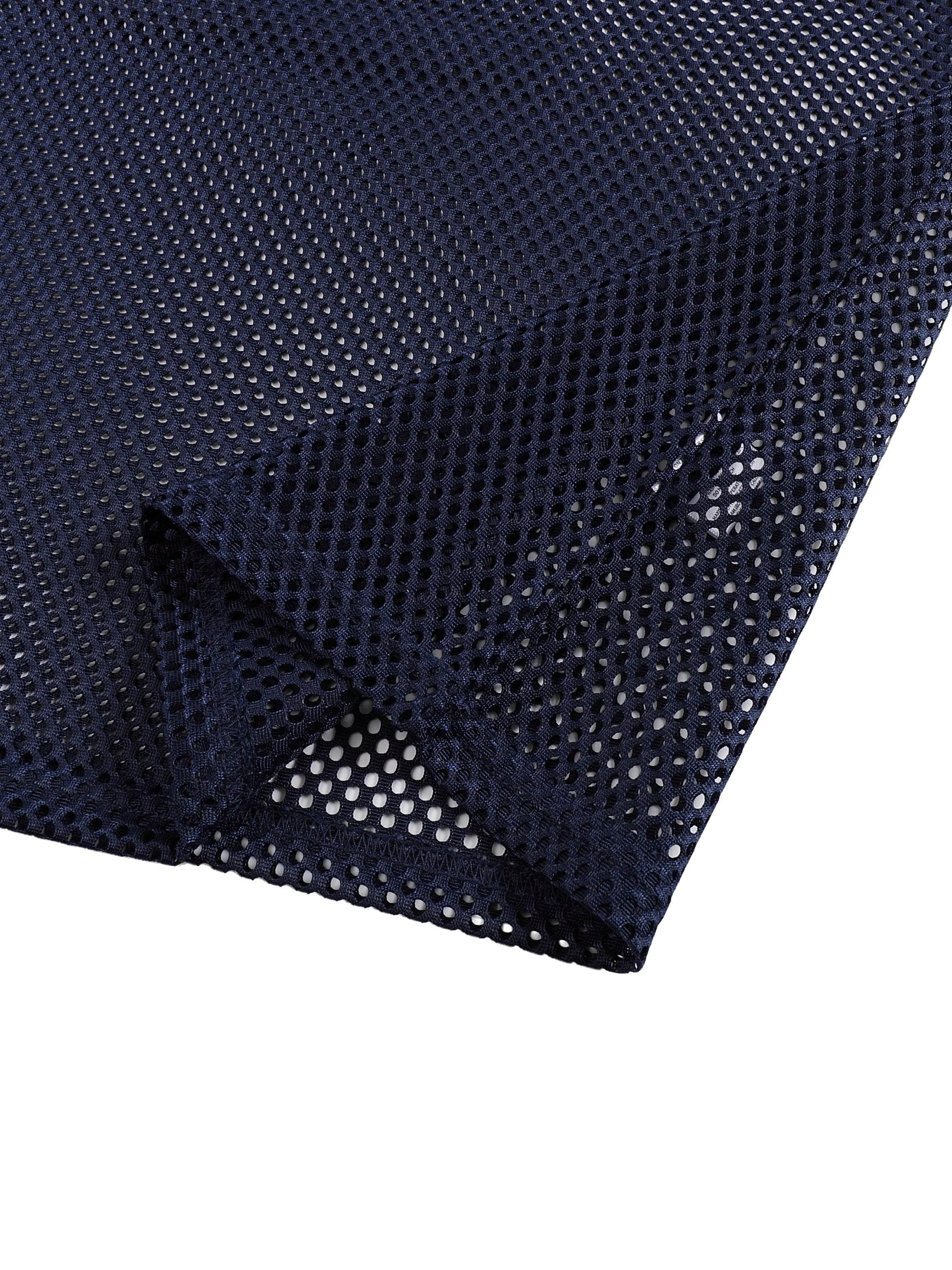 Taped mesh texture of Fearless Apparel Line Boxy T-shirt in blue for streetwear unisex.