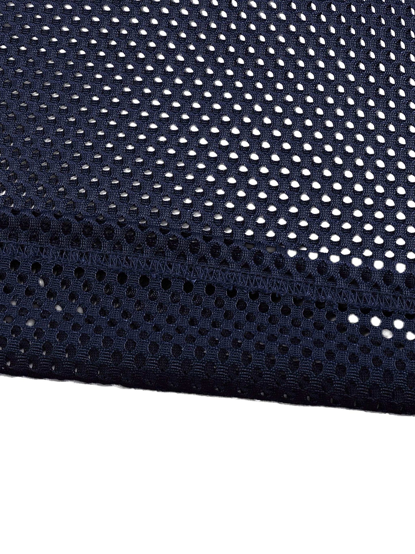 Fearless Apparel Line Taped Mesh Boxy T-shirt close-up of mesh fabric texture in blue.