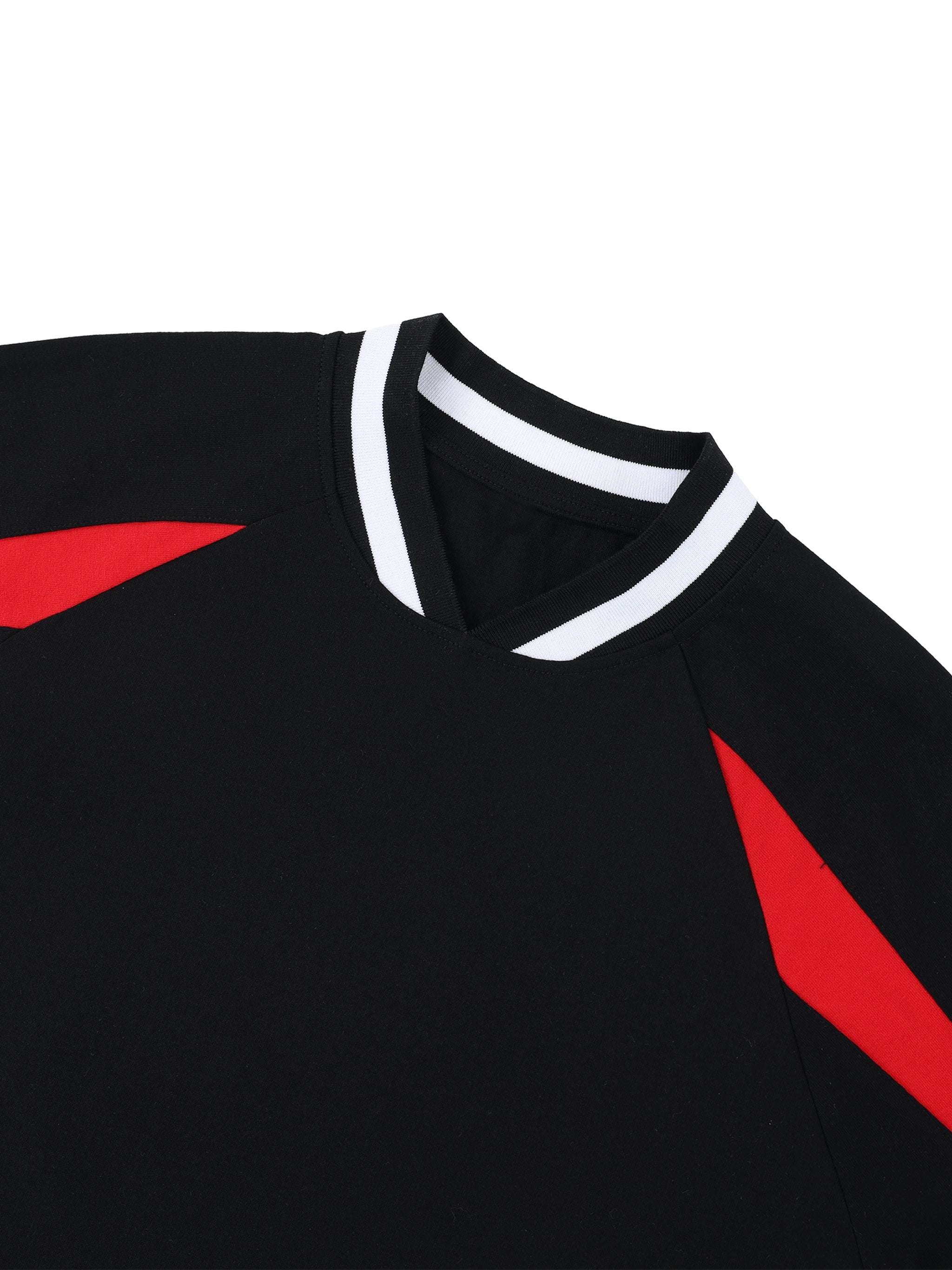 Unisex oversized color block V-neck t-shirt with raglan sleeves in streetwear style